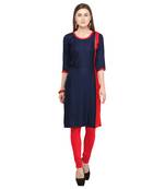 Navy-blue plain rayon party-wear-kurtis