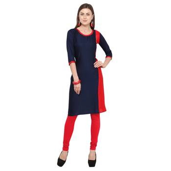 Navy-blue plain rayon party-wear-kurtis 2