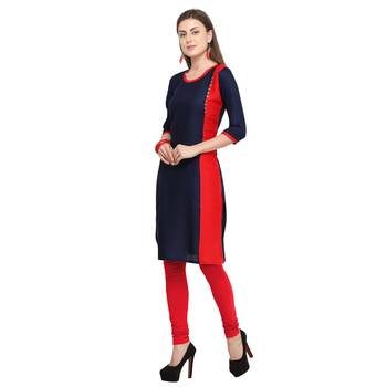 Navy-blue plain rayon party-wear-kurtis 3