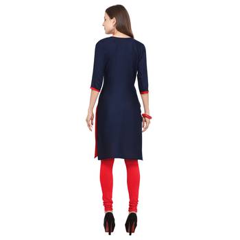 Navy-blue plain rayon party-wear-kurtis 4