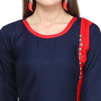 Navy-blue plain rayon party-wear-kurtis 5