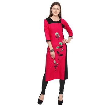 Pink embroidered rayon party-wear-kurtis 1