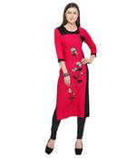 Pink embroidered rayon party-wear-kurtis