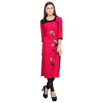 Pink embroidered rayon party-wear-kurtis 2