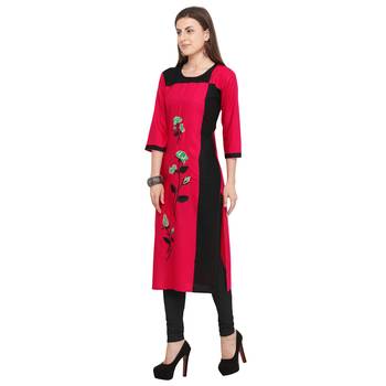 Pink embroidered rayon party-wear-kurtis 3