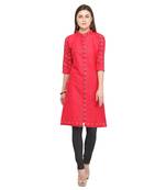 Pink plain cotton party-wear-kurtis