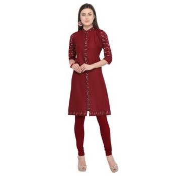 Maroon plain cotton party-wear-kurtis 2
