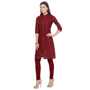 Maroon plain cotton party-wear-kurtis 3
