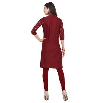 Maroon plain cotton party-wear-kurtis 4
