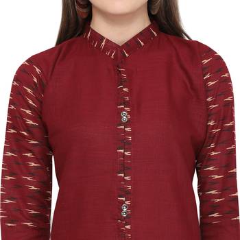 Maroon plain cotton party-wear-kurtis 5