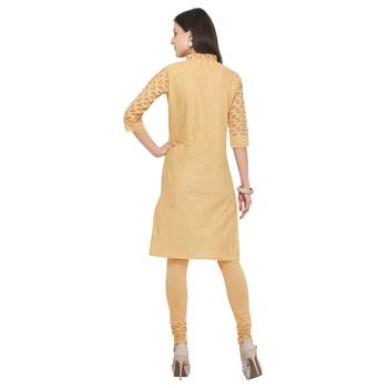 Beige plain cotton party-wear-kurtis 4