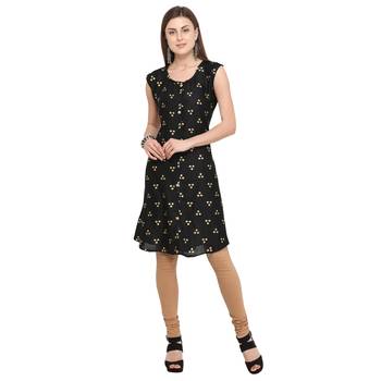 Black printed rayon party-wear-kurtis 1