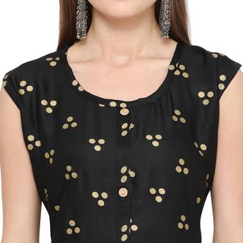 Black printed rayon party-wear-kurtis 5