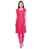 Pink printed rayon party-wear-kurtis