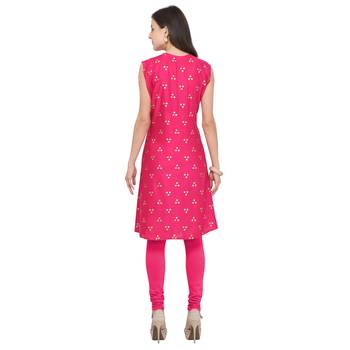 Pink printed rayon party-wear-kurtis 4