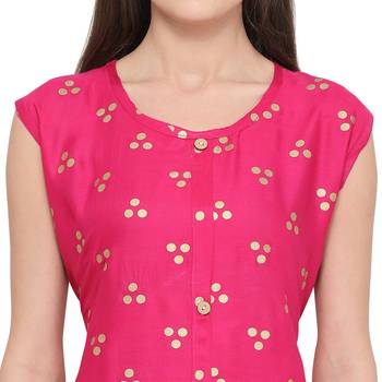 Pink printed rayon party-wear-kurtis 5