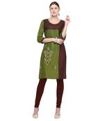 Green embroidered rayon party-wear-kurtis