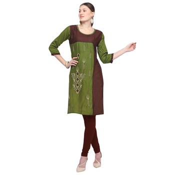 Green embroidered rayon party-wear-kurtis 2