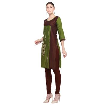 Green embroidered rayon party-wear-kurtis 3