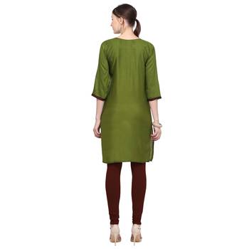Green embroidered rayon party-wear-kurtis 4