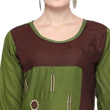 Green embroidered rayon party-wear-kurtis 5