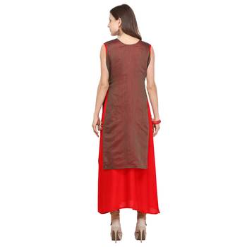 Red plain rayon party-wear-kurtis 4