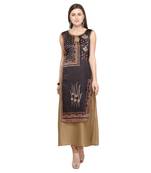 Beige plain rayon party-wear-kurtis