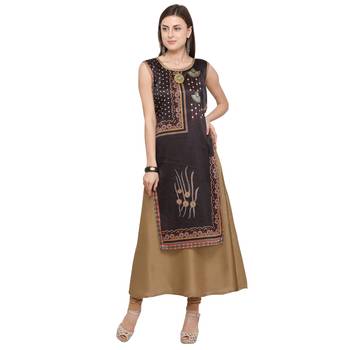 Beige plain rayon party-wear-kurtis 2