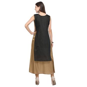 Beige plain rayon party-wear-kurtis 4
