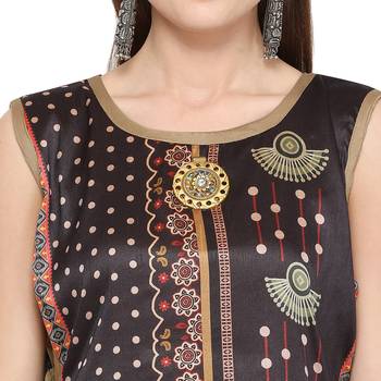 Beige plain rayon party-wear-kurtis 5