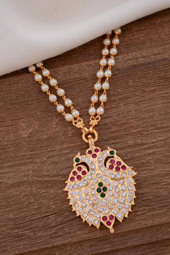 Off white pearl LONG with grandaberunda pendant one gram gold