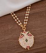 Off white pearl LONG with grandaberunda pendant one gram gold