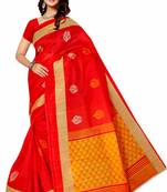 Red printed bhagalpuri saree with blouse