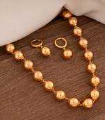 Golden Beads Necklace and Earrings Set Short