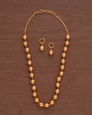 Golden Beads Necklace and Earrings Set Short 2