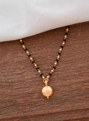 Black beads mangalsutra SHORT with single vati one gram gold 1