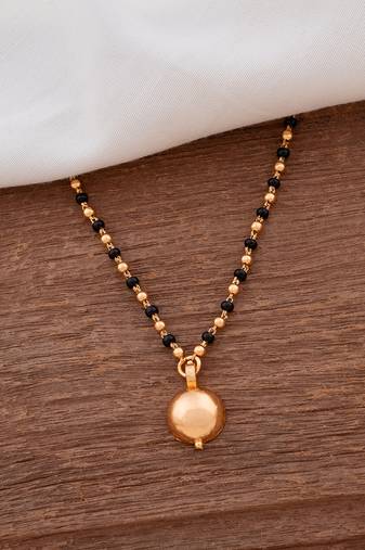 Black beads mangalsutra SHORT with single vati one gram gold
