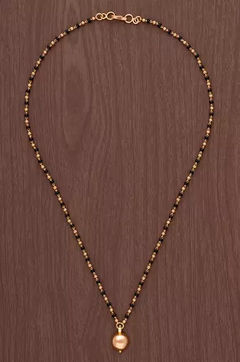 Black beads mangalsutra SHORT with single vati one gram gold