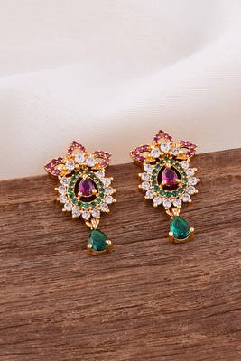  ruby emerald earrings one gram gold 1