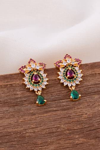  ruby emerald earrings one gram gold