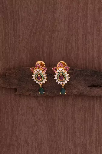  ruby emerald earrings one gram gold