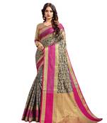 Grey woven art silk saree with blouse