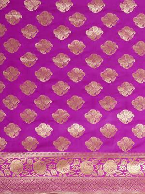 Pink woven banarasi saree with blouse 4