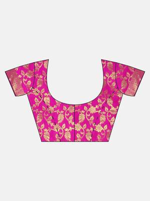 Magenta woven banarasi saree with blouse 3
