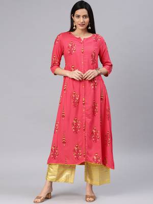 Coral printed rayon kurtas-and-kurtis 1