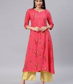 Coral printed rayon kurtas-and-kurtis
