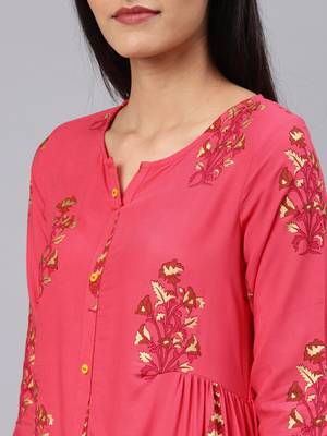 Coral printed rayon kurtas-and-kurtis 2