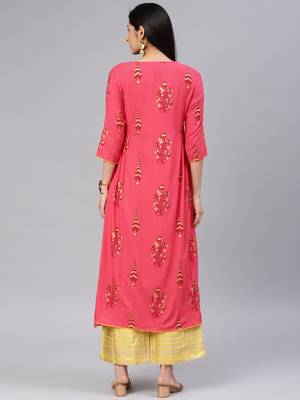Coral printed rayon kurtas-and-kurtis 3