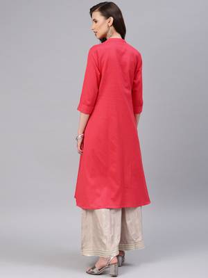 Coral embroidered cotton kurtas-and-kurtis 3