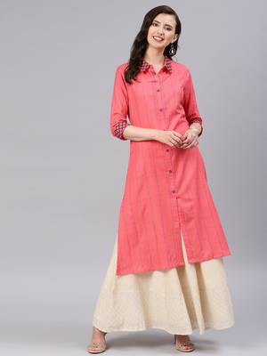 Pink embroidered cotton kurtas-and-kurtis 1